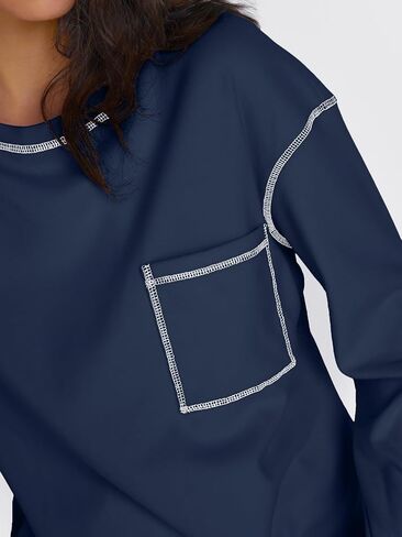 Trendy Queen Womens Crewneck Sweatshirts Long Sleeve Shirts Lightweight Oversized Sweaters Fall Tops Fashion Outfits 2024 in Saudi Arabia