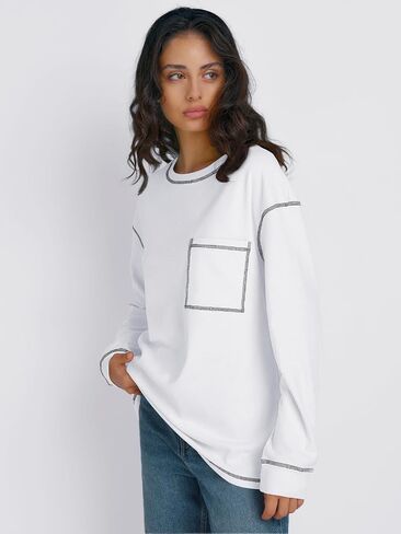 Trendy Queen Womens Crewneck Sweatshirts Long Sleeve Shirts Lightweight Oversized Sweaters Fall Tops Fashion Outfits 2024 in Saudi Arabia