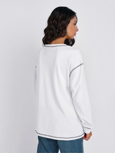 Trendy Queen Womens Crewneck Sweatshirts Long Sleeve Shirts Lightweight Oversized Sweaters Fall Tops Fashion Outfits 2024 in Saudi Arabia