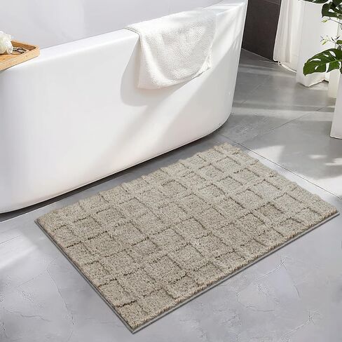 HAOCOO Bathroom Rugs,18x25 inch Non Slip Washable Grey Waffle Bath Mat,Luxury Soft Microfiber Absorbent Bathmat Floor Carpet for Bathroom Bedroom Tub Shower in Saudi Arabia
