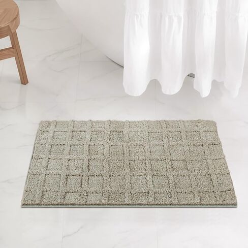 HAOCOO Bathroom Rugs,18x25 inch Non Slip Washable Grey Waffle Bath Mat,Luxury Soft Microfiber Absorbent Bathmat Floor Carpet for Bathroom Bedroom Tub Shower in Saudi Arabia