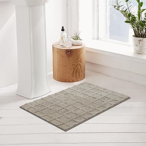 HAOCOO Bathroom Rugs,18x25 inch Non Slip Washable Grey Waffle Bath Mat,Luxury Soft Microfiber Absorbent Bathmat Floor Carpet for Bathroom Bedroom Tub Shower in Saudi Arabia