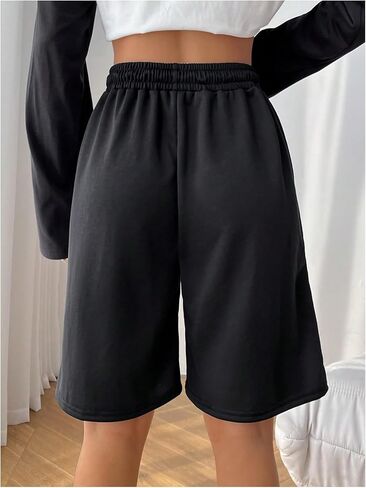 Women's Drawstring Waist Track Shorts Wide Leg Bermuda Shorts Casual Track Shorts with Pocket in Saudi Arabia