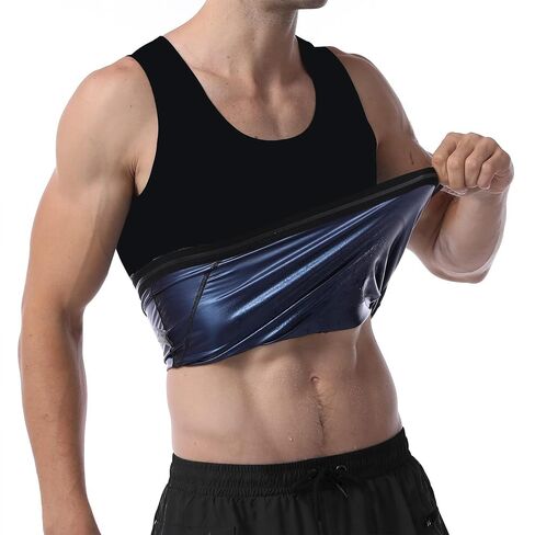 Sauna Sweat Vest Workout Tank Top Waist Trainer for Men Compression Workout Enhancing Vest Enhancer Short Sleeve in Saudi Arabia