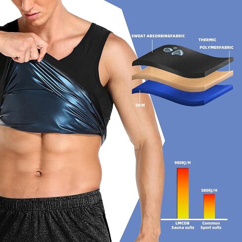 Sauna Sweat Vest Workout Tank Top Waist Trainer for Men Compression Workout Enhancing Vest Enhancer Short Sleeve in Saudi Arabia