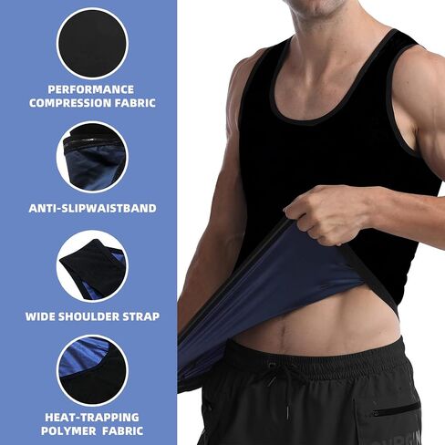 Sauna Sweat Vest Workout Tank Top Waist Trainer for Men Compression Workout Enhancing Vest Enhancer Short Sleeve in Saudi Arabia