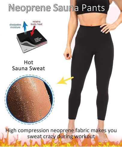 Leggings for Women Yoga Pants Tummy Control with Pocket Sauna Sweat Workout Tank Top Black Gym Butt Lifting in Saudi Arabia