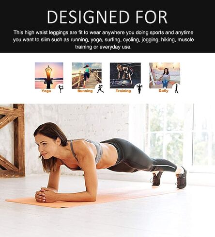 Leggings for Women Yoga Pants Tummy Control with Pocket Sauna Sweat Workout Tank Top Black Gym Butt Lifting in Saudi Arabia