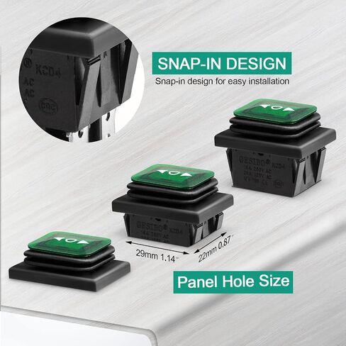 QTEATAK KCD4 2Pcs DC 12V-24V 30A DPST Pre-Wired 4-Pin 2 Position ON/Off Boat Rocker Toggle Switch with Green LED Light (Only for DC12-24V) in Saudi Arabia