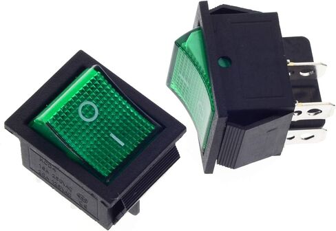 QTEATAK KCD4 2Pcs DC 12V-24V 30A DPST Pre-Wired 4-Pin 2 Position ON/Off Boat Rocker Toggle Switch with Green LED Light (Only for DC12-24V) in Saudi Arabia