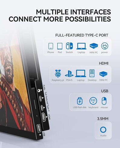 Portable Monitor Touchscreen 14.1'' 1080P FHD IPS for Laptop USB C HDMI, Driver Free Touch Screen,Plug-Play Laptop Monitor Extender, Travel Gaming Monitor for PC MAC Phone Xbox PS4/5 Switch in Saudi Arabia