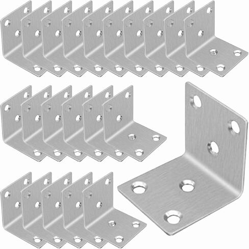 Stainless Steel 1.5'' L Right Angle Brackets, 40PCS Heavy Duty L Brackets with Slot, 90° L Shape Bracket for Wooden Furniture Timber, Bookshelf(Silver,1.57X1.57X0.08IN) in Saudi Arabia