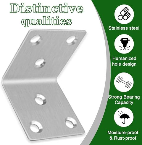 Stainless Steel 1.5'' L Right Angle Brackets, 40PCS Heavy Duty L Brackets with Slot, 90° L Shape Bracket for Wooden Furniture Timber, Bookshelf(Silver,1.57X1.57X0.08IN) in Saudi Arabia