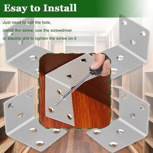 Stainless Steel 1.5'' L Right Angle Brackets, 40PCS Heavy Duty L Brackets with Slot, 90° L Shape Bracket for Wooden Furniture Timber, Bookshelf(Silver,1.57X1.57X0.08IN) in Saudi Arabia