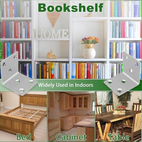 Stainless Steel 1.5'' L Right Angle Brackets, 40PCS Heavy Duty L Brackets with Slot, 90° L Shape Bracket for Wooden Furniture Timber, Bookshelf(Silver,1.57X1.57X0.08IN) in Saudi Arabia