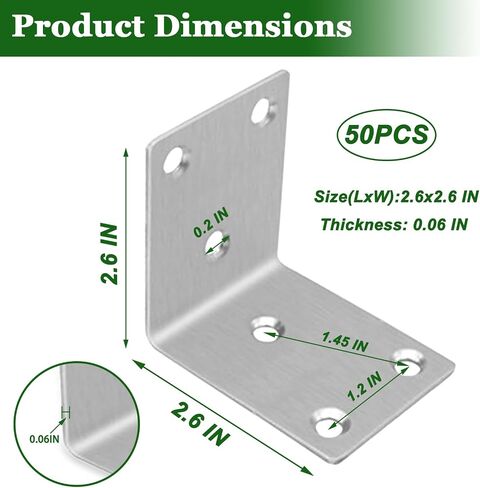 Stainless Steel 1.5'' L Right Angle Brackets, 40PCS Heavy Duty L Brackets with Slot, 90° L Shape Bracket for Wooden Furniture Timber, Bookshelf(Silver,1.57X1.57X0.08IN) in Saudi Arabia