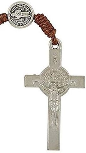 Catholic Rosary Beads with Saint Benedict Medal Centerpiece and Olive Wood Toned Beading for Men and Women, 19 Inches in Saudi Arabia