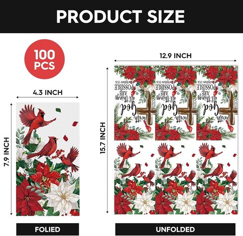 Horaldaily 100 Christmas Disposable Paper Decorative Guest Napkins, Wild Flower Birds Hand Towel for Party Lunch Dinner Kitchen Bathroom in Saudi Arabia