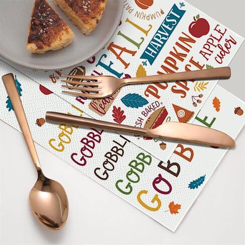 Horaldaily 50 Thanksgiving Disposable Paper Decorative Guest Napkins, Turkey Gobble Hand Towel for Party Lunch Dinner Kitchen Bathroom in Saudi Arabia