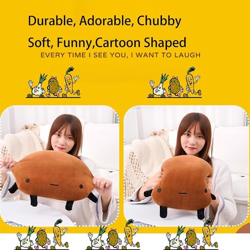 13.7 inch Potato Plush Toy Potato Plush Pillow Kawaii Stuffed Potato Toy Food Shaped Comfort Plush Stuffed Cartoon Pillow Plushie Room Decor Birthday Gift for Boys Girls (Brown-Light) in Saudi Arabia