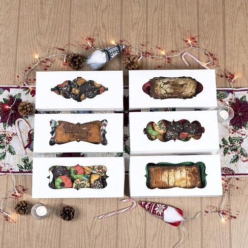 JOYIN 24 Pcs Christmas Cookie Boxes, Plain White Treat Boxes with Window 12.5" x 5.5" x 2.5" Bakery Gift Warpping Box for Xmas Holiday Party Favor, Cupcakes, Cookies, Brownies, Donuts Gift-Giving in Saudi Arabia