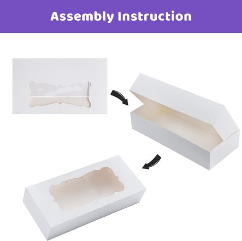 JOYIN 24 Pcs Christmas Cookie Boxes, Plain White Treat Boxes with Window 12.5" x 5.5" x 2.5" Bakery Gift Warpping Box for Xmas Holiday Party Favor, Cupcakes, Cookies, Brownies, Donuts Gift-Giving in Saudi Arabia