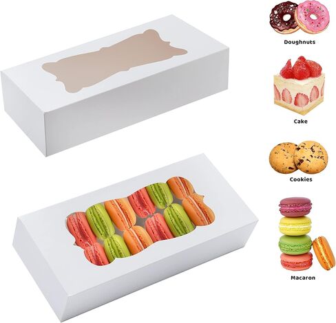 JOYIN 24 Pcs Christmas Cookie Boxes, Plain White Treat Boxes with Window 12.5" x 5.5" x 2.5" Bakery Gift Warpping Box for Xmas Holiday Party Favor, Cupcakes, Cookies, Brownies, Donuts Gift-Giving in Saudi Arabia