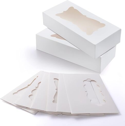 JOYIN 24 Pcs Christmas Cookie Boxes, Plain White Treat Boxes with Window 12.5" x 5.5" x 2.5" Bakery Gift Warpping Box for Xmas Holiday Party Favor, Cupcakes, Cookies, Brownies, Donuts Gift-Giving in Saudi Arabia