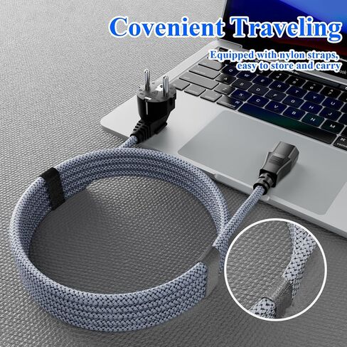 European Power Cord, Goalfish Nylon Braided Europlug Replacement Power Cord (CEE 7/7 to IEC60320 C13) with VED for Monitors, PC, Scanner,TV,Printer,Travel & More - 6.6Ft in Saudi Arabia