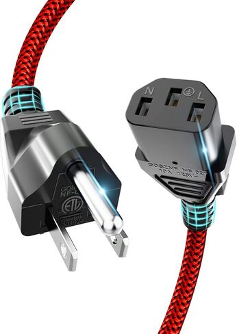 European Power Cord, Goalfish Nylon Braided Europlug Replacement Power Cord (CEE 7/7 to IEC60320 C13) with VED for Monitors, PC, Scanner,TV,Printer,Travel & More - 6.6Ft in Saudi Arabia
