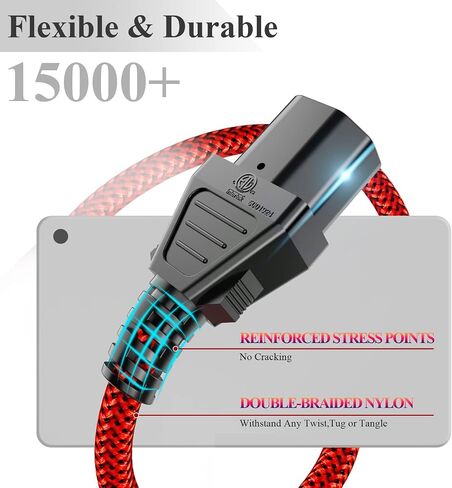 European Power Cord, Goalfish Nylon Braided Europlug Replacement Power Cord (CEE 7/7 to IEC60320 C13) with VED for Monitors, PC, Scanner,TV,Printer,Travel & More - 6.6Ft in Saudi Arabia