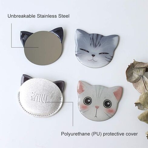 Catlady Cute cat Mirrors,Unbreakable Make up Mirror,Stainless Steel Portable Small Mirror in Saudi Arabia