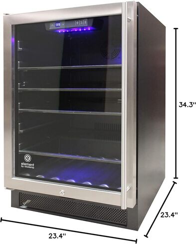 ثلاجة ومبرد Vinotemp VT-BC34 TS بسعة 19 بوصة. ثلاجة مشروبات صغيرة مع تحكم في درجة الحرارة قابل للتعديل وباب زجاجي، علبة، أسود، 80 مشروبًا in Saudi Arabia