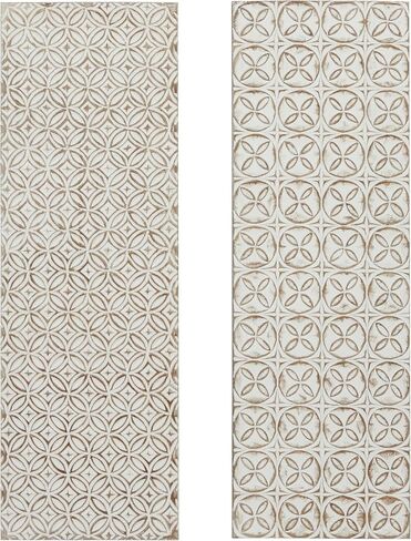 Deco 79 Wooden Geometric Home Wall Decor Intricately Carved Wall Sculpture, set of 2 Wall Art 16" x 2" x 48", White in Saudi Arabia