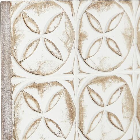 Deco 79 Wooden Geometric Home Wall Decor Intricately Carved Wall Sculpture, set of 2 Wall Art 16" x 2" x 48", White in Saudi Arabia