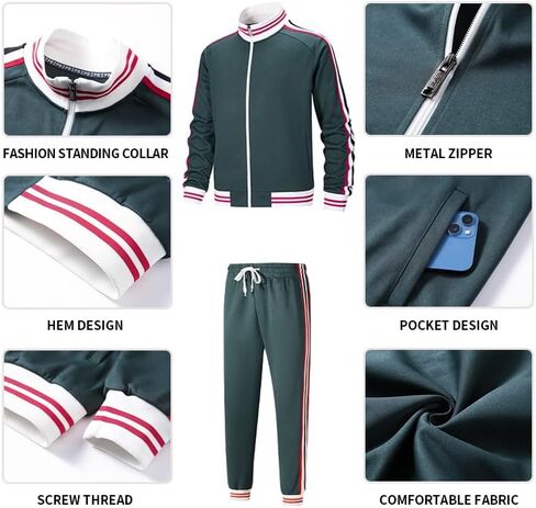 ZPB Men's Track suits Sets Long Sleeve Full-zip Sweatsuit Active Jackets and Pants 2 Piece Outfits in Saudi Arabia