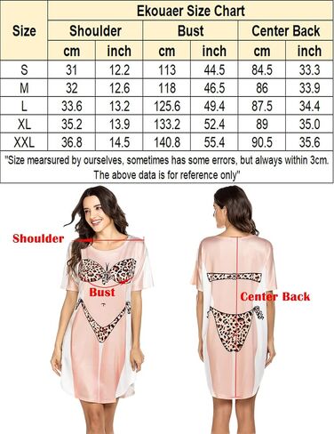 Ekouaer Womens Bikini Shirt Cover Up Short Sleeve Funny Bikini Print Cover-Up 2 Pack Cute Baggy Shirt Dress S-XXL in Saudi Arabia