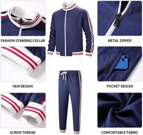 ZPB Men's Track suits Sets Long Sleeve Full-zip Sweatsuit Active Jackets and Pants 2 Piece Outfits in Saudi Arabia