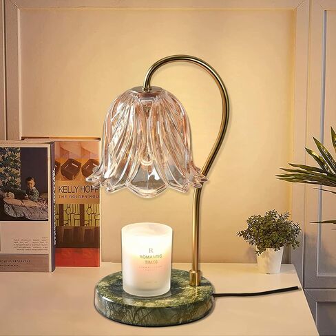 Candle Warmer Lamp with Timer/Dimmer, Marble Base Electric Top Down Melting Wax Melt Warmer for Jar Candles, Home Bedroom Decor House Warming Gift Mothers Day Gifts for Mom (2 Bulbs Included) (Amber) in Saudi Arabia