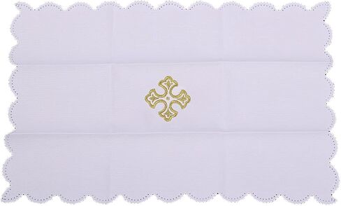 BLESSUME Church Mass Altar Cloth Purificator Cloth Cross Embroidery (White 4) in Saudi Arabia