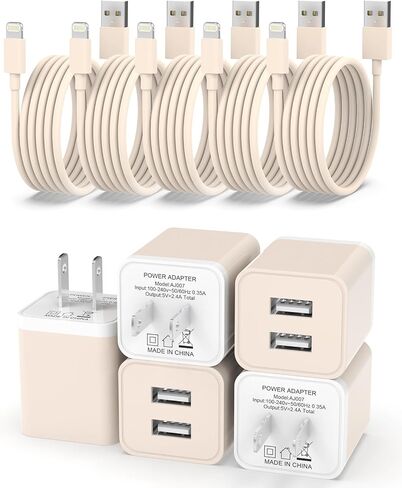 5Pack iPhone Charger, iGENJUN Dual Port USB Wall Charger Block Adapter with Long 6FT Lightning Cable Fast Charging Data Sync Cords for iPhone 14 13 12 11 Pro Max XR XS Plus-Multicolor in Saudi Arabia