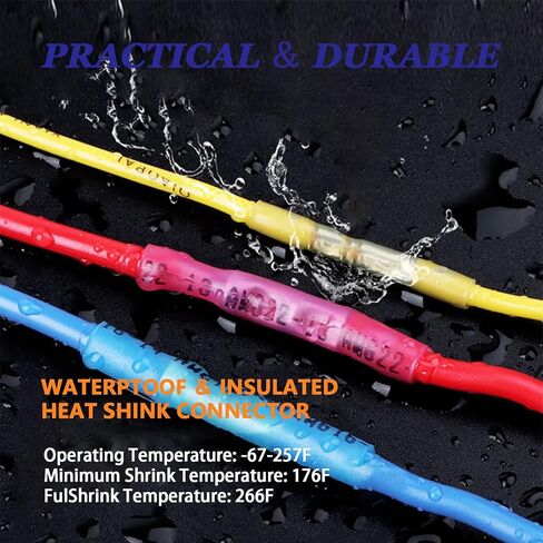 100psc 18-14 AWG Blue Heat Shrink Butt Wire Connector, Automotive Marine Grade Wire Crimp Terminal Butt Splices for Automotive Industry, Marine, Home Wire Connections and More. in Saudi Arabia