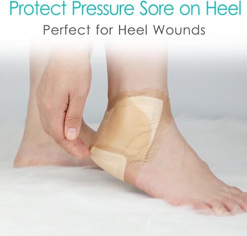 ضمادات إسفنجية بكعب من السيليكون، ضمادات ماصة مقاومة للماء للجروح، واقي حدود لاصق لقرحة الضغط للكعوب المتشققة/الكاحل/الكوع، قرحة الفراش، 8 × 8 بوصة، حزمة من 1 in Kuwait