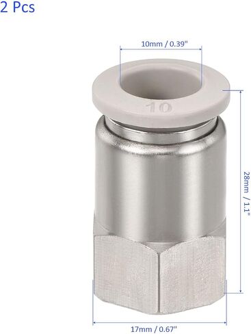 4 Pack 3/8PT Female Thread Pipe Fitting - Nickel-plated Copper Straight Union, Push to Connect Fittings, Apply to Pneumatic System (0.39 Inch, Silver) in Kuwait