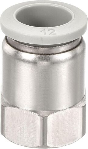 4 Pack 3/8PT Female Thread Pipe Fitting - Nickel-plated Copper Straight Union, Push to Connect Fittings, Apply to Pneumatic System (0.39 Inch, Silver) in Kuwait