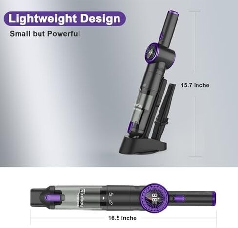 Nicebay Cordless Handheld Vacuum Cleaner, 15KPA Strong Suction Portable Hand Vacuum Cleaner, LED Display Car Vacuum Cleaner, Fast Charging Dock, Rechargeable Handheld Vacuum Purple in Saudi Arabia