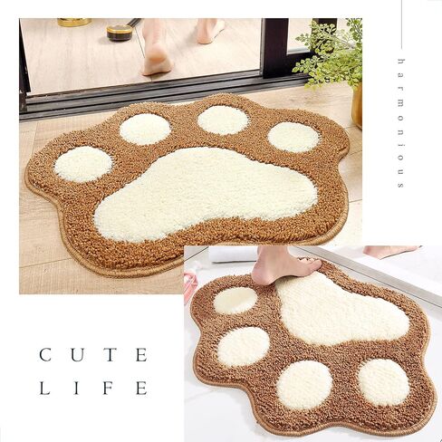 Molesun Paw Shaped Bath Mat, Cute Bathroom Rug Non-Slip, Soft Microfiber Water Absorbent Thick Shower Rug, Machine Washable Bath Rug for Bathroom Bedroom, Gray, 17x23 in Kuwait