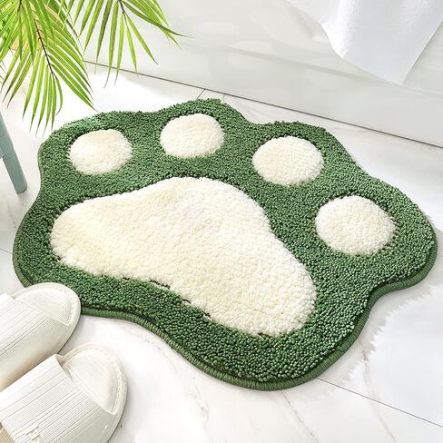 Molesun Paw Shaped Bath Mat, Cute Bathroom Rug Non-Slip, Soft Microfiber Water Absorbent Thick Shower Rug, Machine Washable Bath Rug for Bathroom Bedroom, Gray, 17x23 in Kuwait