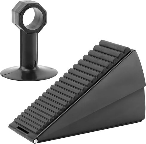 Door Stopper - Heavy Duty Door Stoppers Wedge Tall Door Stop for Bottom of Door Security Rubber,3 Inch High Adjustable Spring Loaded Spring,Door Wedge Stopper Suits Any Heavy Door (Black) in Kuwait