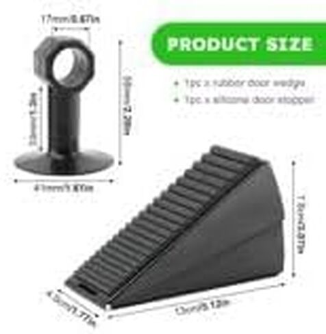 Door Stopper - Heavy Duty Door Stoppers Wedge Tall Door Stop for Bottom of Door Security Rubber,3 Inch High Adjustable Spring Loaded Spring,Door Wedge Stopper Suits Any Heavy Door (Black) in Kuwait